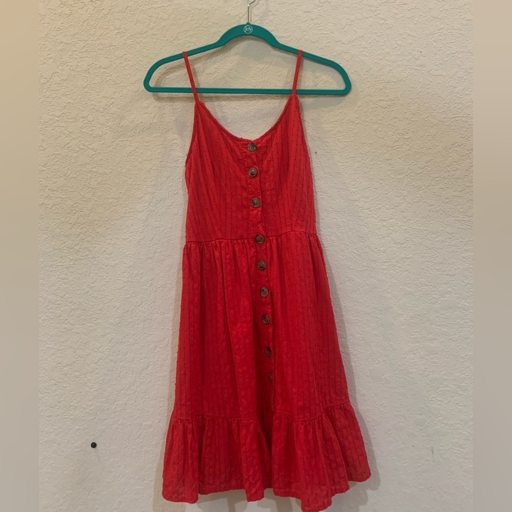 Japna red button dress, spaghetti dress, women’s size S